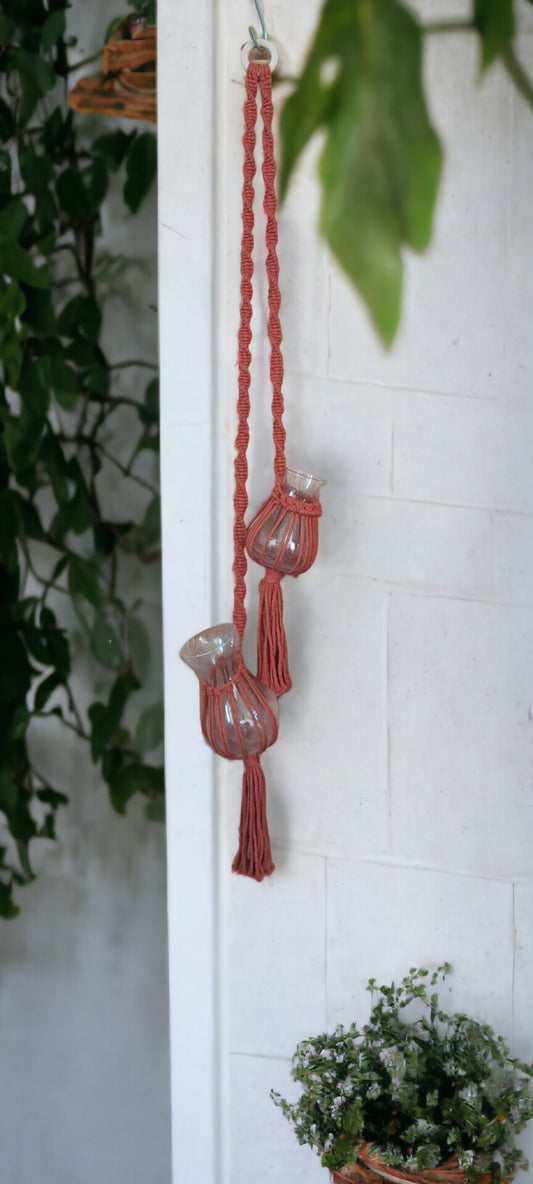 Macrame Flower Hanger DIY Kit for 2 vases Terracotta