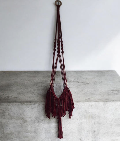 Macrame Kit Plant Hanger "Fringe" Bordeaux 95cm