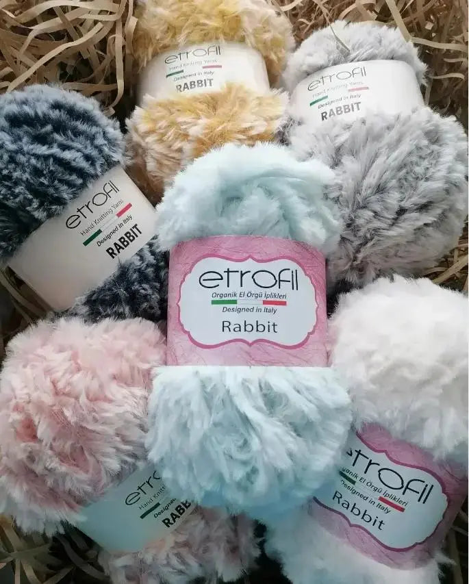 Etrofil Rabbit Furry Yarn Baby Blue - White No 70552 Etrofil