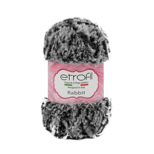 Etrofil Rabbit Furry Yarn Grey - Black No 70907 Etrofil