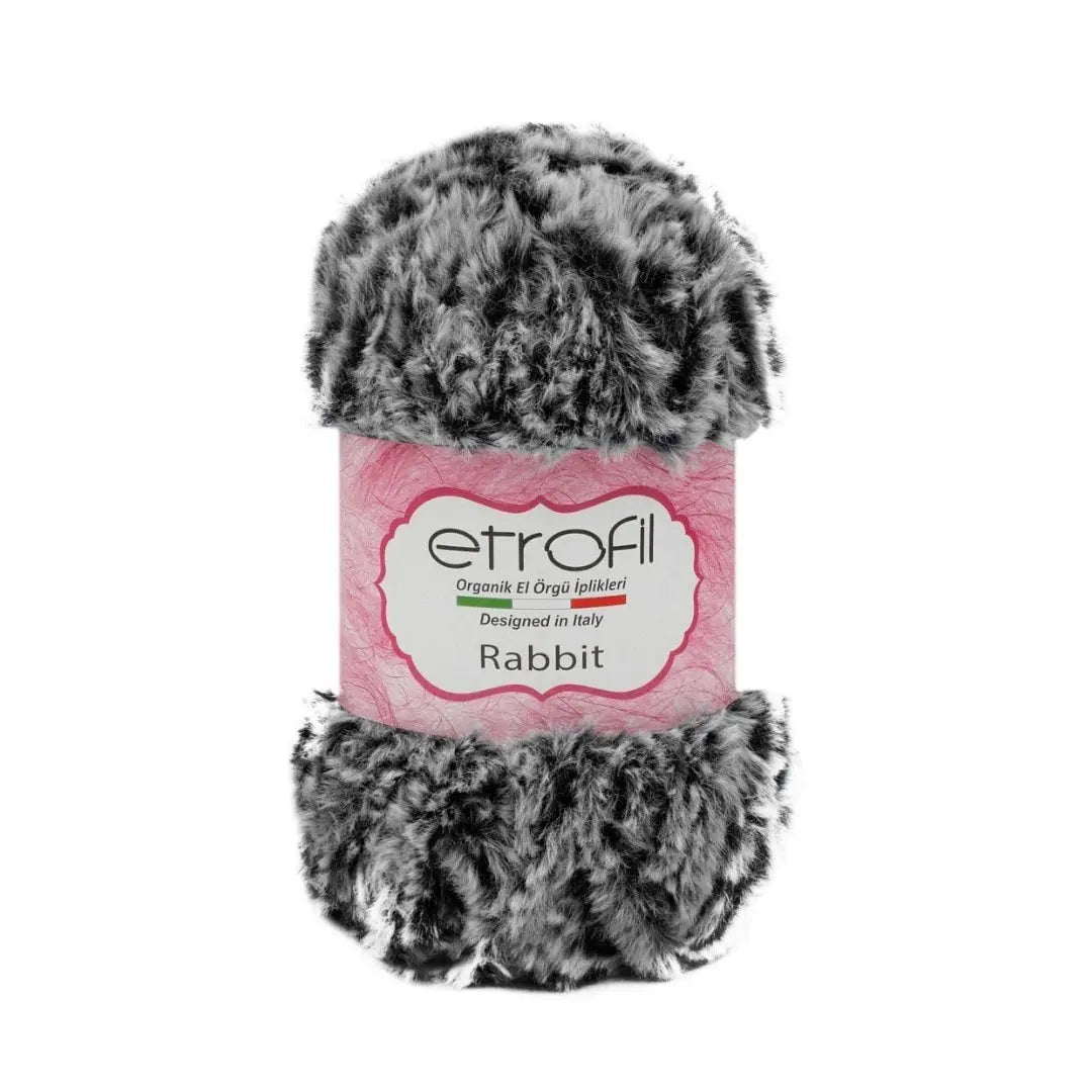 Etrofil Rabbit Fur Yarn, Pink/White - 70350