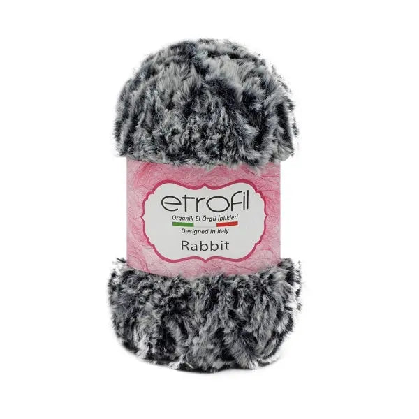 Etrofil Rabbit Furry Yarn Navy - White No 70548 Etrofil