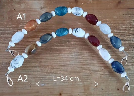 Handbag strap with natural acrylic beads marble - DecoDeb