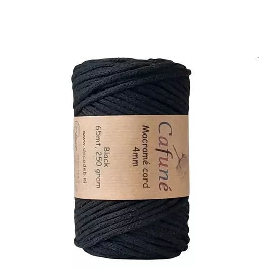 Macramé Cord 4mm Black Cafuné