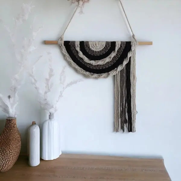 Macrame DIY kit Half Mandala Black Cafuné