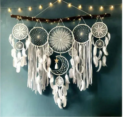 Wallhanging of dreamcatchers with metal craft ring