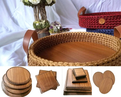 Wooden Basket Bottom Round 40cm Brown Cafuné