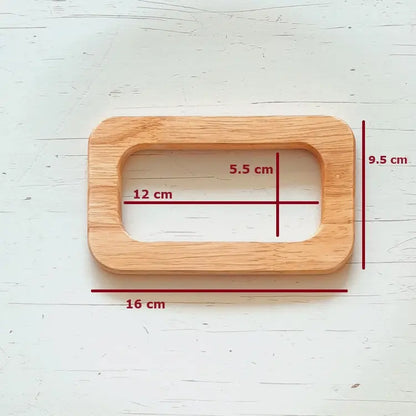 Wooden bag handle Rectangle Naturel - DecoDeb